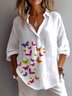 Chemises Décontracté Plain Printemps / Automne en Lin Micro-élasticité Manches Longues Régulier Trapèze Régulier pour Femmes