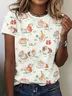 T-shirts Femmes Décontracté Imprimé d'Animal Été Polyester Micro-élasticité Quotidien Coupe Régulière Col Rond Régulier