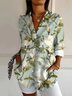 Chemises Décontracté Floral Printemps / Automne Polyester Quotidien Manches Longues Trapèze Régulier Col de Chemise pour Femmes