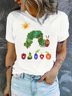 T-shirts Décontracté Imprimé d'Animal Été Micro-élasticité Quotidien Manches Courtes Régulier Trapèze Régulier pour Femmes