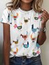 T-shirts Décontracté Oiseau Été Coton Micro-élasticité Quotidien Régulier Trapèze Régulier pour Femmes