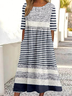 Femmes Rayé Comme Image Col Rond Confortable Robe Maxi Rétro