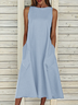 Femmes Plain Gris Col Rond Confortable Imprimé Robe Maxi Décontracté