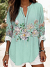 Blouses Élégant Floral Été Ample Demi Manche Col Châle Régulier Droit Régulier pour Femmes
