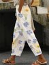 Pantalons Femmes Décontracté Floral Printemps / Automne Coton Naturel Coupe Régulière Long Droit Régulier