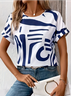 T-shirts Décontracté Abstrait Été Imprimé Micro-élasticité Quotidien Ample Jersey Col Rond pour Femmes