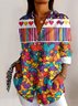 Chemises Femmes Bloc de Couleur Décontracté Printemps / Automne Polyester Quotidien Manches Longues Régulier Trapèze Col de Chemise