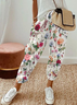 Pantalons Femmes Décontracté Floral Printemps / Automne Naturel Ample Long Droit Régulier Pantalon baggy