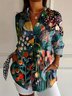 Chemises Décontracté Plantes Printemps / Automne Micro-élasticité Coupe Régulière Manches Longues Régulier Régulier Col de Chemise pour Femmes