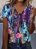 T-shirts Femmes Décontracté Floral Été Imprimé Aucune élasticité Quotidien Régulier Droit Régulier