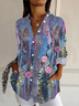 Chemises Femmes Décontracté Floral Printemps / Automne Polyester Aucune élasticité Droit Boucle Régulier Col de Chemise