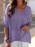 Blouses Décontracté Plain Été Aucune élasticité Quotidien Ample Pull-over Régulier Droit pour Femmes