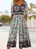 Combinaisons Femmes Décontracté Floral Été Polyester Naturel Quotidien Coupe Régulière Droit Régulier