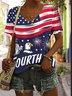 T-shirts Décontracté Floral Été Polyester Micro-élasticité Quotidien Coupe Régulière Manches Courtes Trapèze pour Femmes