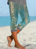 Pantalons Décontracté Floral Été Imprimé Viscose Quotidien Coupe Régulière Corsaire Régulier pour Femmes