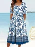 Femmes Floral Comme Image Col Rond Confortable Robe Maxi Décontracté