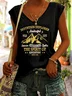 Top Débardeur Tops Femmes Décontracté Été Lettres de texte Polyester Col V Micro-élasticité Coupe Régulière Régulier Régulier