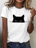 T-shirts Décontracté Imprimé d'Animal Été Micro-élasticité Quotidien Ample Col Rond Régulier Droit pour Femmes