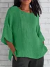 Blouses Femmes Décontracté Plain Printemps / Automne Léger Aucune élasticité Manches trois quarts Col Rond Régulier Droit