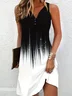 Femmes Abstrait Noir Entaillé Confortable Imprimé Mini Robe Décontracté