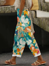 Pantalons Décontracté Floral Printemps / Automne Imprimé Naturel Aucune élasticité Quotidien Droit Régulier pour Femmes