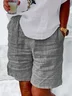 Shorts Femmes Géométrique Rue Été en Lin Naturel Micro-élasticité Pantalon droit Droit Régulier