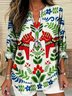 Blouses Femmes Élégant Floral Printemps / Automne Polyester Aucune élasticité Ample Manches Longues Col Châle Régulier
