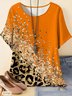 T-shirts Décontracté Printemps / Automne Coutures contrastées Micro-élasticité Manches trois quarts Col Rond Régulier Droit Régulier pour Femmes