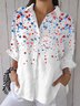 Chemises Femmes Simple Printemps / Automne Le jour de l'indépendance (Drapeau) Polyester Sportif & De Plein Air Manches Longues Trapèze Régulier Col de Chemise