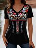 T-shirts Femmes Décontracté Floral Été Polyester Micro-élasticité Quotidien Coupe Régulière Manches Courtes Régulier