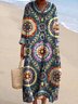 Femmes Floral Bleu Marine Col V Confortable Robe Maxi Décontracté