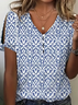 T-shirts Géométrique Décontracté Été Polyester Imprimé Ample Manches Courtes Régulier Ligne T pour Femmes