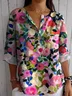 Blouses Décontracté Floral Printemps / Automne Coton Quotidien Ample Col Châle Régulier Régulier pour Femmes