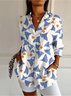 Chemises Décontracté Printemps / Automne Feuille Polyester Aucune élasticité Ample Droit Régulier Col de Chemise pour Femmes