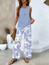 Deux Pièces Ensembles Décontracté Été Abstrait Graphique Polyester Col Carré Naturel Micro-élasticité Coupe Régulière Trapèze pour Femmes