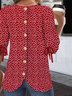 Blouses Rue Floral Été Manche Ballon Micro-élasticité Coupe Régulière Demi Manche Col Rond Régulier pour Femmes