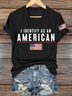 T-shirts Femmes Décontracté Été Drapeau des États-Unis Polyester Col V Quotidien Coupe Régulière Manches Courtes Ligne T