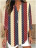Chemises Géométrique Décontracté Printemps / Automne Polyester Micro-élasticité Quotidien Manches Longues Trapèze Régulier pour Femmes