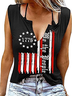 Top Débardeur Tops Décontracté Été Drapeau des États-Unis Coton Micro-élasticité Coupe Régulière Entaillé Régulier Régulier pour Femmes
