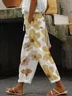 Pantalons Femmes Décontracté Floral Printemps / Automne Coton Naturel Coupe Régulière Pantalon droit Droit Régulier