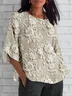 T-shirts Femmes Rétro Été impression en 3D Micro-élasticité Ample Demi Manche Col Rond Trapèze Régulier