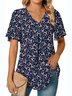 Chemises Femmes Décontracté Floral Été Polyester Col V Quotidien Manches Courtes Régulier Régulier
