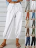 Pantalons Femmes Semi-formel Plain Printemps / Automne Coton Et Lin Boucle Naturel Séchage Rapide Journée Taille Élastique