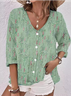 Blouses Femmes Urbain Floral Printemps / Automne Polyester Imprimé Quotidien Manches trois quarts Régulier Droit