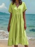 Femmes Plain Aqua Col V Confortable Robe Maxi Décontracté