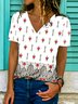 T-shirts Femmes Décontracté Floral Été Polyester Col V Micro-élasticité Quotidien Trapèze Régulier