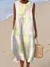 Femmes Bloc de Couleur Beige Col Rond Confortable Robe Maxi Décontracté