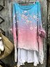 Chemises Décontracté Drapeau des États-Unis Printemps / Automne Coton Micro-élasticité Col Rond Régulier Trapèze Régulier pour Femmes