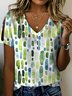 T-shirts Femmes Géométrique Décontracté Été Col V Quotidien Manches Courtes Régulier Ligne T Régulier