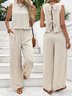 Deux Pièces Ensembles Femmes Urbain Plain Été Polyester Naturel Micro-élasticité Quotidien Coupe Régulière Régulier